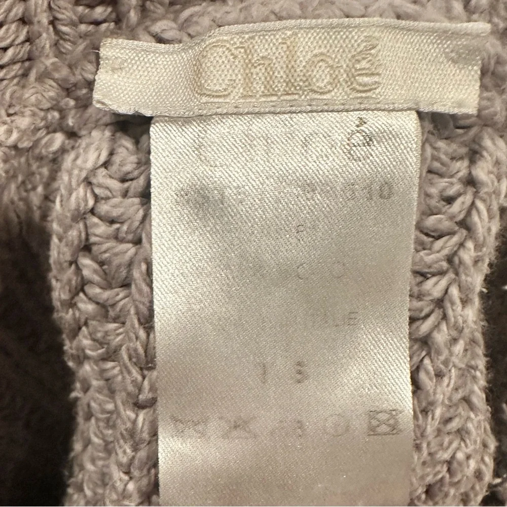 CHLOE MIKIMOTO OLD MONEY CROPPED QUIET LUXURY LAVENDER-GRAY 3/4 SLEEVE SWEATER S